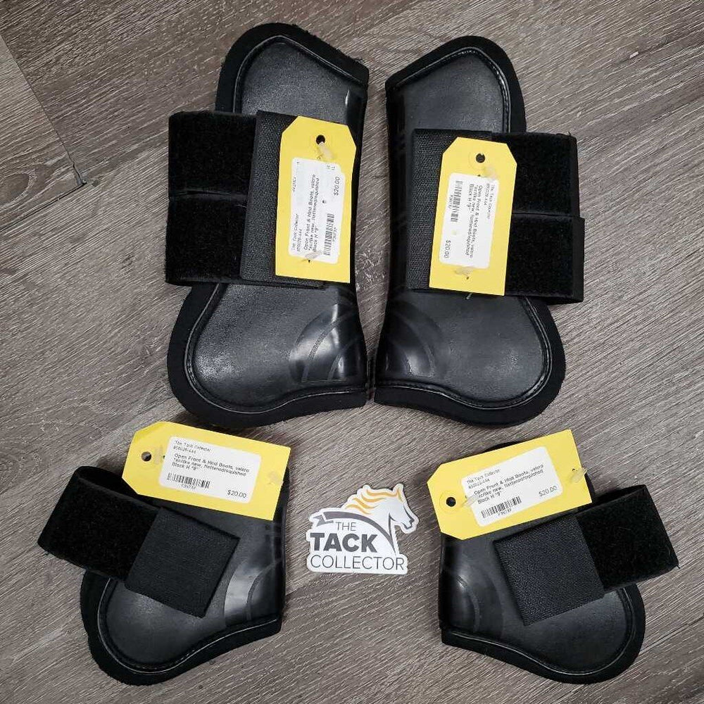 Open Front & Hind Boots, velcro *xc/like new, flattened/squished