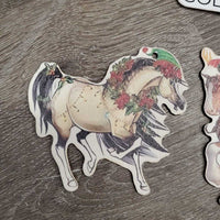 3 Thin Wood Christmas Ornaments Set *vgc, mnr stains
