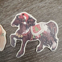 3 Thin Wood Christmas Ornaments Set *vgc, mnr stains

