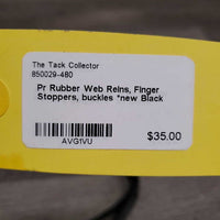 Pr Rubber Web Reins, Finger Stoppers, buckles *new
