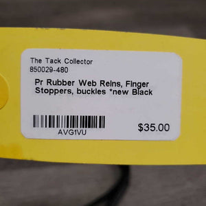 Pr Rubber Web Reins, Finger Stoppers, buckles *new