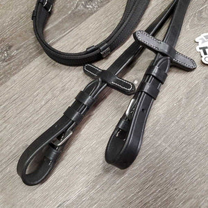 Pr Rubber Web Reins, Finger Stoppers, buckles *new