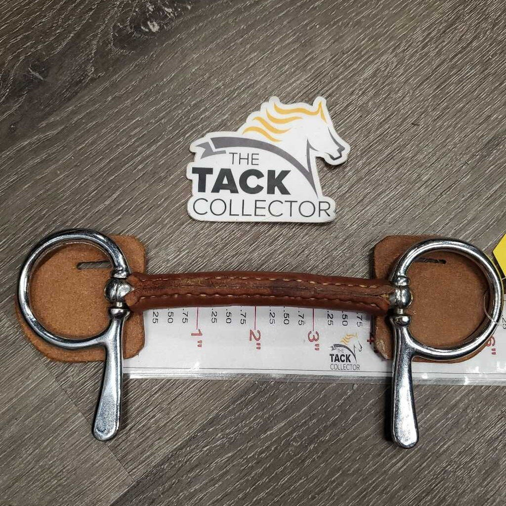 Thin Mullen Mouth Half Cheek Bit, leather cheeks & wrapped *like new, v.mnr stains