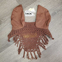 Crochet Fly Veil Ear Bonnet, Fringe *gc, clean, cut string, faded, hair