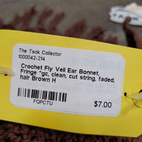 Crochet Fly Veil Ear Bonnet, Fringe *gc, clean, cut string, faded, hair