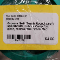 Round v.soft spike/brislte Rubber Curry *xc, clean, residue/film
