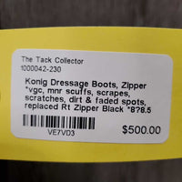 Dressage Boots, Zipper *vgc, mnr scuffs, scrapes, scratches, dirt & faded spots, replaced Rt Zipper
