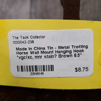 Tin - Metal Trotting Horse Wall Mount Hanging Hook *vgc/xc, mnr stain?