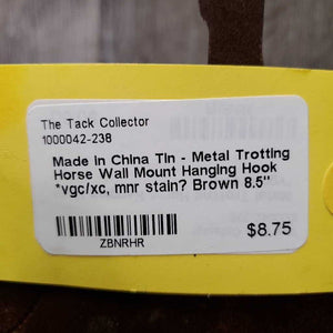 Tin - Metal Trotting Horse Wall Mount Hanging Hook *vgc/xc, mnr stain?