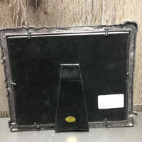 Hvy Pewter Metal 10" x 8" Picture Frame "Horses" *vgc, mnr hairy back
