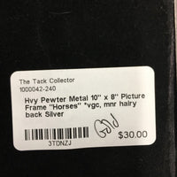 Hvy Pewter Metal 10" x 8" Picture Frame "Horses" *vgc, mnr hairy back