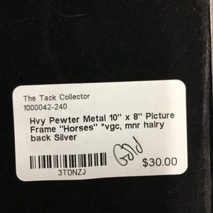 Hvy Pewter Metal 10" x 8" Picture Frame "Horses" *vgc, mnr hairy back
