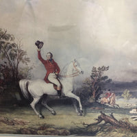 Fox Hunt Print by William Overend Geller, Matted, Wood Frame *gc, dirty, scrapes, scratches
