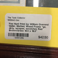 Fox Hunt Print by William Overend Geller, Matted, Wood Frame *gc, dirty, scrapes, scratches
