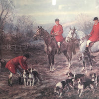 "Autumn The Meeting" by Heywood Hardy Fox Hunting Print - Matted & Wood Framed *gc, dusty, bubbled?rough edge, dings, scrapes
