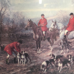 "Autumn The Meeting" by Heywood Hardy Fox Hunting Print - Matted & Wood Framed *gc, dusty, bubbled?rough edge, dings, scrapes