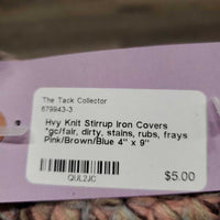 Hvy Knit Stirrup Iron Covers *gc/fair, dirty, stains, rubs, frays