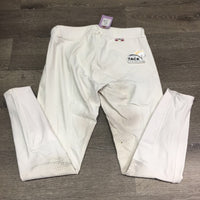 EuroSeat Sticky Knee Breeches *gc, v.stained, discolored seat & legs, seam puckers, dingy, curled inner waist band
