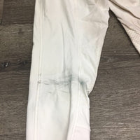 EuroSeat Sticky Knee Breeches *gc, v.stained, discolored seat & legs, seam puckers, dingy, curled inner waist band
