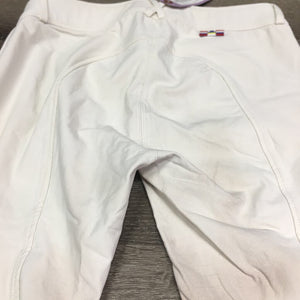 EuroSeat Sticky Knee Breeches *gc, v.stained, discolored seat & legs, seam puckers, dingy, curled inner waist band