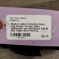 2 Stretchy Nylon Leg Wraps *xc/vgc, clean, unstitched, mnr dirt?stains, hair & pilly edges