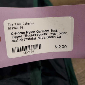 Nylon Garment Bag, Zipper "Equi-Products" *vgc, older, mnr dirt?stains