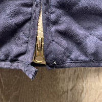 MicroSuede Quilt Vest, Zipper *gc, mnr faded, loose stitching & threads, undone bottom binding
