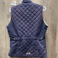 MicroSuede Quilt Vest, Zipper *gc, mnr faded, loose stitching & threads, undone bottom binding