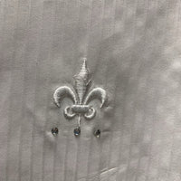 LS Show Shirt, hooks & buttons, attached snap collar *fair, dingy, v.snagged, older, pulled embroidery, v.puckered side

