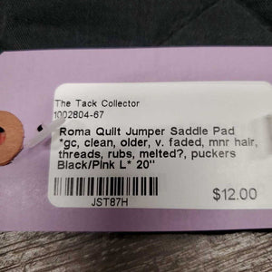 Quilt Jumper Saddle Pad *gc, clean, older, v. faded, mnr hair, threads, rubs, melted?, puckers