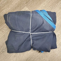 Cotton Stable Sheet, 2 legs *gc, repairs, mnr torn leg, fading, mnr hair, stains, dirt, rubs
