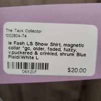 LS Show Shirt, magnetic collar *gc, older, faded, fuzzy, v.puckered & crinkled, shrunk