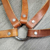 Flat Leather Western Adjustable Running Martingale *vgc/gc, mismatched colors, curled ends, mnr stains, xholes, clean, creases
