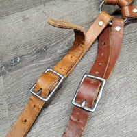 Flat Leather Western Adjustable Running Martingale *vgc/gc, mismatched colors, curled ends, mnr stains, xholes, clean, creases