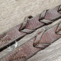 Thick Braided Reins *fair, broken/missing laces, dirt, resideu
