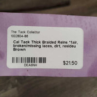 Thick Braided Reins *fair, broken/missing laces, dirt, resideu