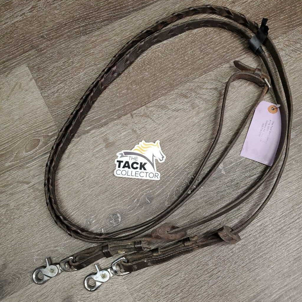 Braided Reins, snaps *fair, tape, dirty, v.stiff, v.dry, rough