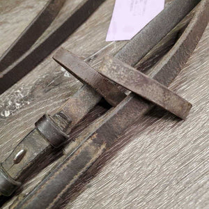 Braided Reins, snaps *fair, tape, dirty, v.stiff, v.dry, rough