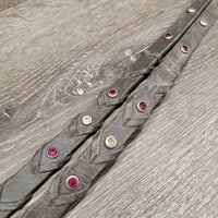 Thick Braided Reins, bling *gc, loose hook & lace, v.dirty, stiff