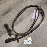 Thick Cotton Web Reins, Finger Stoppers *vgc, web edges: mnr dirt?faded edges, leather: scraped/rough
