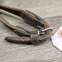 Thick Cotton Web Reins, Finger Stoppers *vgc, web edges: mnr dirt?faded edges, leather: scraped/rough
