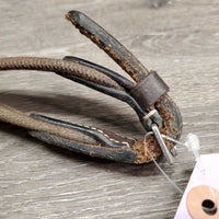 Thick Cotton Web Reins, Finger Stoppers *vgc, web edges: mnr dirt?faded edges, leather: scraped/rough
