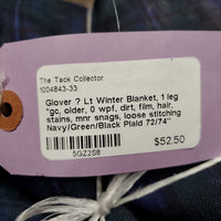 Lt Winter Blanket, 1 leg *gc, older, 0 wpf, dirt, film, hair, stains, mnr snags, loose stitching
