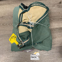 Rain Sheet, tail *gc, mnr wpf, faded, dirt, repairs, lining tears, threads, rubs, snags, stains