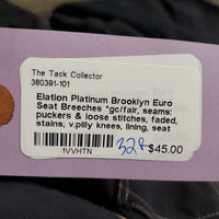 Euro Seat Breeches *gc/fair, seams: puckers & loose stitches, faded, stains, v.pilly knees, lining, seat
