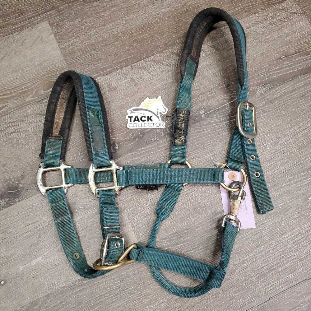 Nylon Padded Halter, snap *gc/fair, tape, dirt, rubs, rust, peeled nose, older