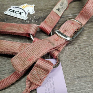 Thick Nylon Halter *gc/fair, faded, v.stained, dirty, rubs, separating/unstitched crown