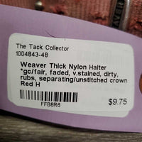 Thick Nylon Halter *gc/fair, faded, v.stained, dirty, rubs, separating/unstitched crown
