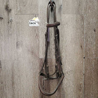 Thick FS Rsd Leather Bridle *gc/fair, older, repair, clean, stamp, xholes, missing keeper, sticky
