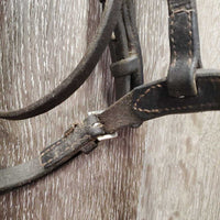 Thick FS Rsd Leather Bridle *gc/fair, older, repair, clean, stamp, xholes, missing keeper, sticky
